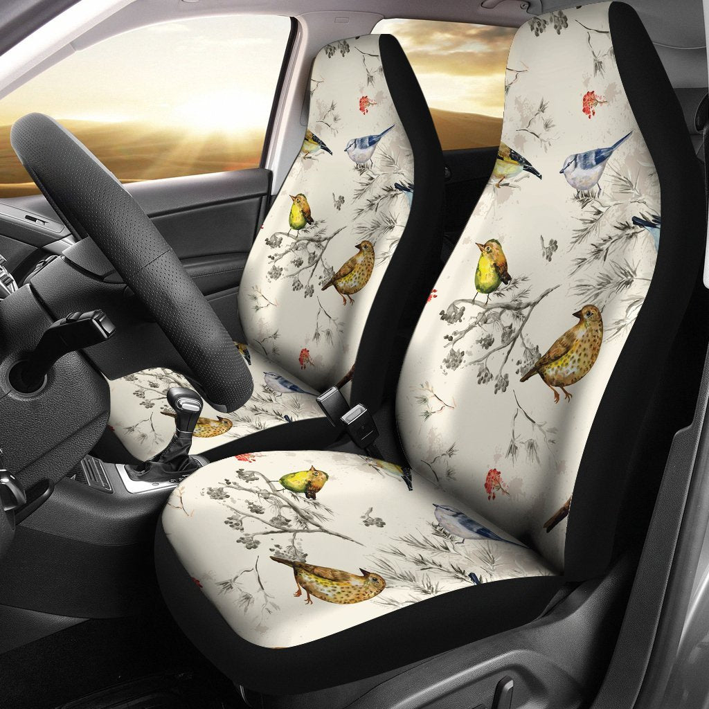 Bird Watercolor Design Pattern Universal Fit Car Seat Covers