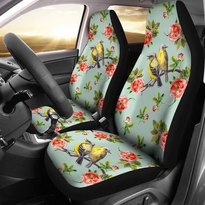 Bird With Red Flower Print Pattern Universal Fit Car Seat Covers