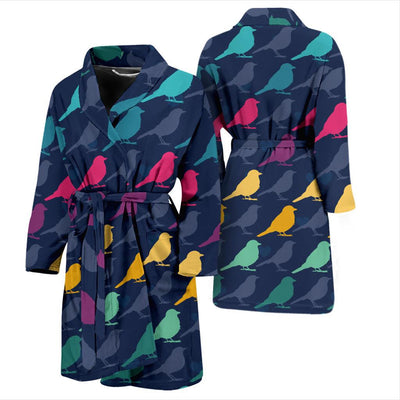 Birds Pattern Print Design 01 Men Bathrobe-JORJUNE.COM