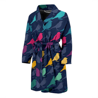 Birds Pattern Print Design 01 Men Bathrobe-JORJUNE.COM