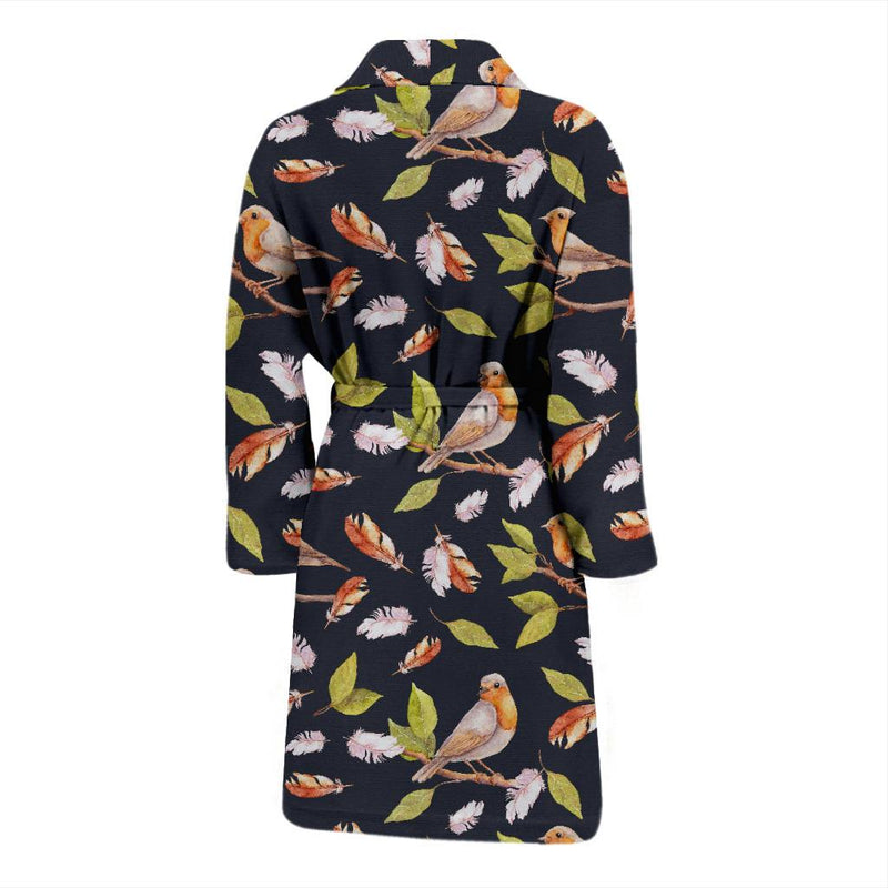 Birds Pattern Print Design 02 Men Bathrobe-JORJUNE.COM