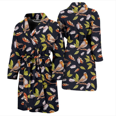 Birds Pattern Print Design 02 Men Bathrobe-JORJUNE.COM