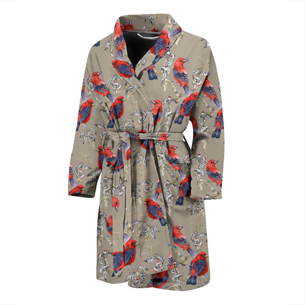 Birds Pattern Print Design 05 Men Bathrobe-JORJUNE.COM