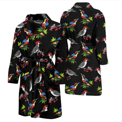 Birds Pattern Print Design 06 Men Bathrobe-JORJUNE.COM
