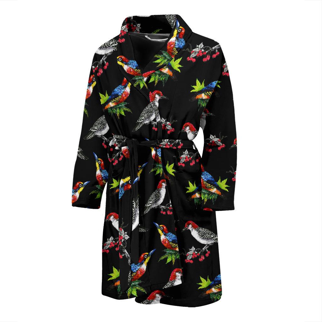 Birds Pattern Print Design 06 Men Bathrobe-JORJUNE.COM