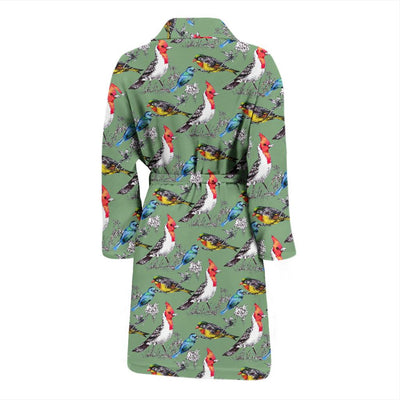 Birds Pattern Print Design 07 Men Bathrobe-JORJUNE.COM