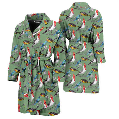 Birds Pattern Print Design 07 Men Bathrobe-JORJUNE.COM