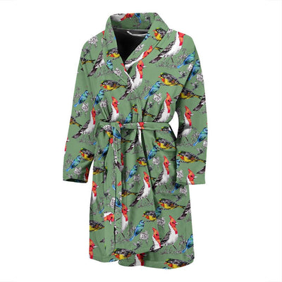 Birds Pattern Print Design 07 Men Bathrobe-JORJUNE.COM