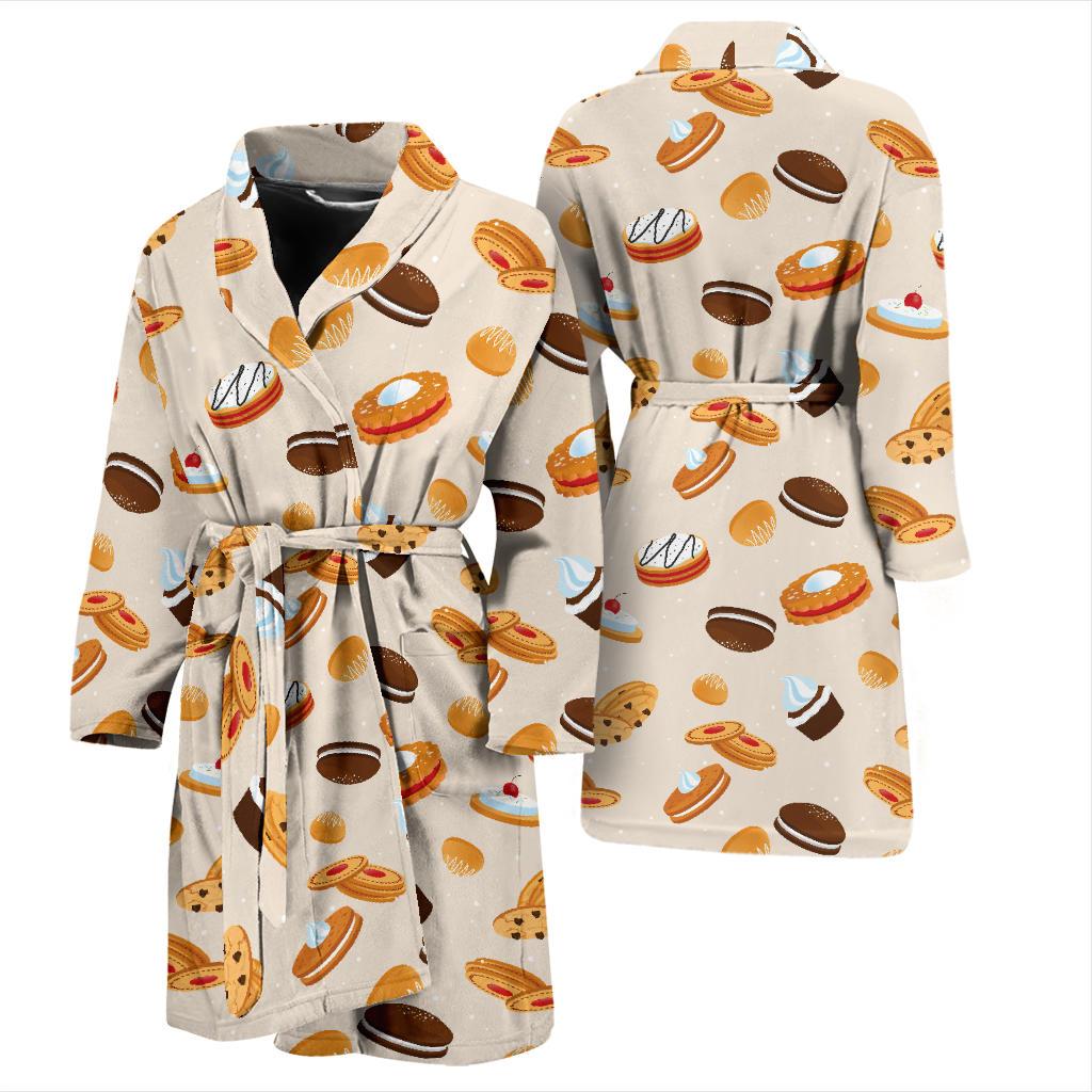 Biscuit Pattern Print Design 01 Men Bathrobe-JORJUNE.COM