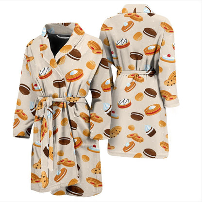 Biscuit Pattern Print Design 01 Men Bathrobe-JORJUNE.COM