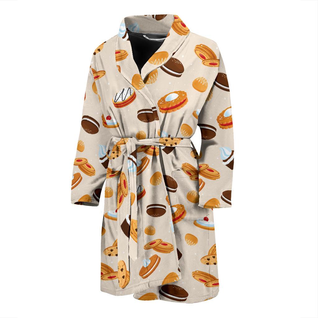 Biscuit Pattern Print Design 01 Men Bathrobe-JORJUNE.COM