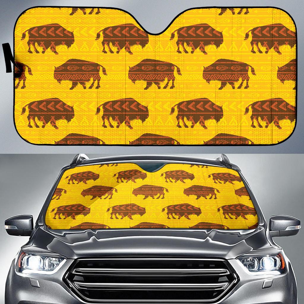 Bison Native Pattern Print Design 01 Car Sun Shade-JORJUNE.COM