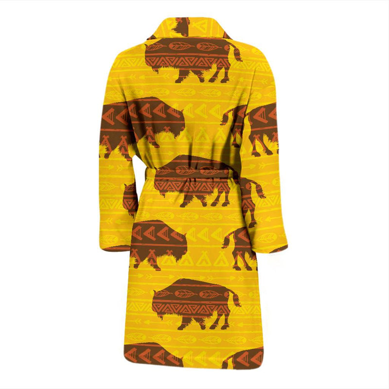 Bison Native Pattern Print Design 01 Men Bathrobe-JORJUNE.COM