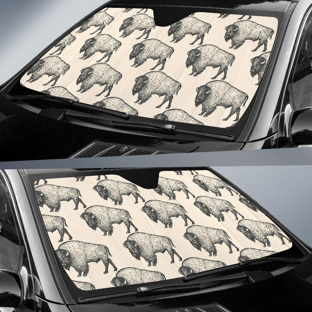 Bison Pattern Print Design 02 Car Sun Shade-JORJUNE.COM