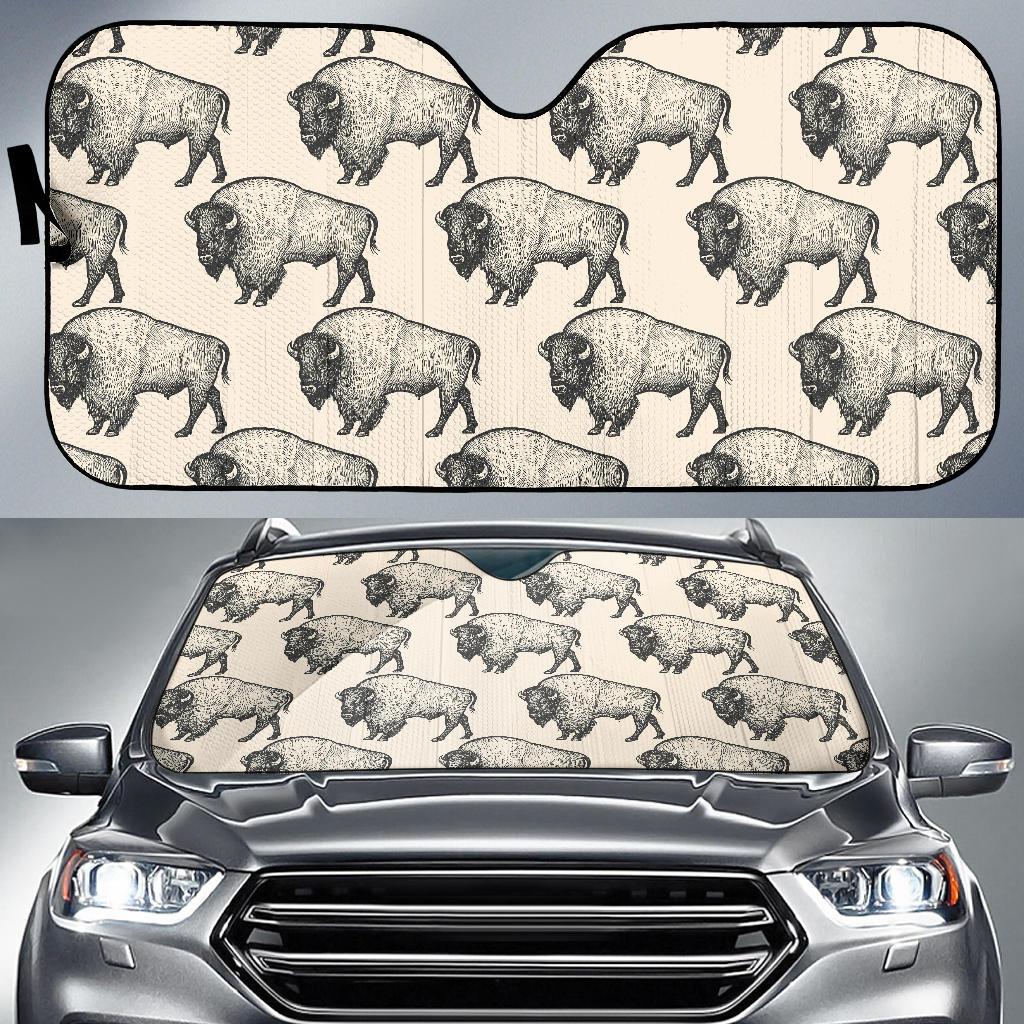 Bison Pattern Print Design 02 Car Sun Shade-JORJUNE.COM