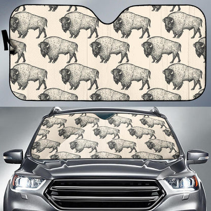 Bison Pattern Print Design 02 Car Sun Shade-JORJUNE.COM