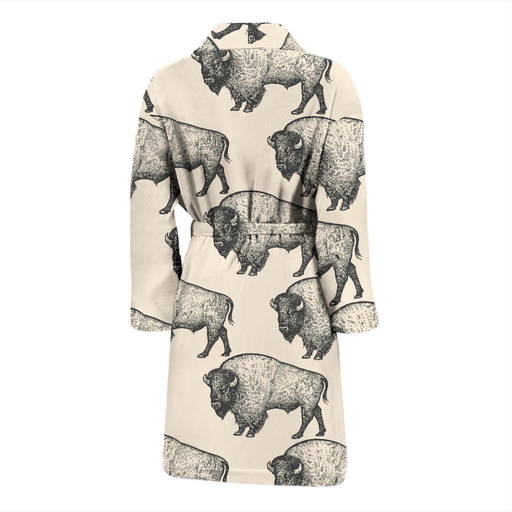 Bison Pattern Print Design 02 Men Bathrobe-JORJUNE.COM