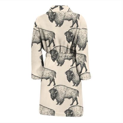 Bison Pattern Print Design 02 Men Bathrobe-JORJUNE.COM