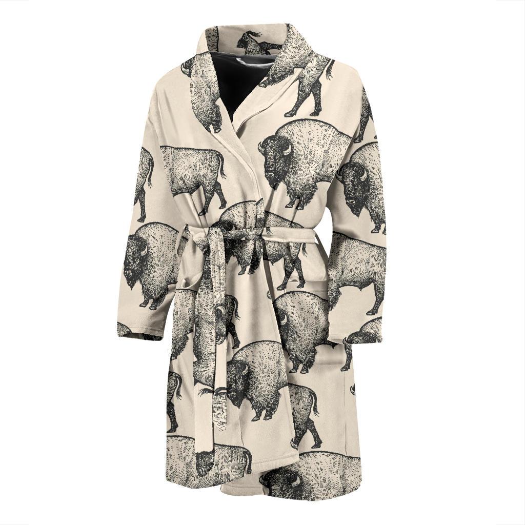 Bison Pattern Print Design 02 Men Bathrobe-JORJUNE.COM