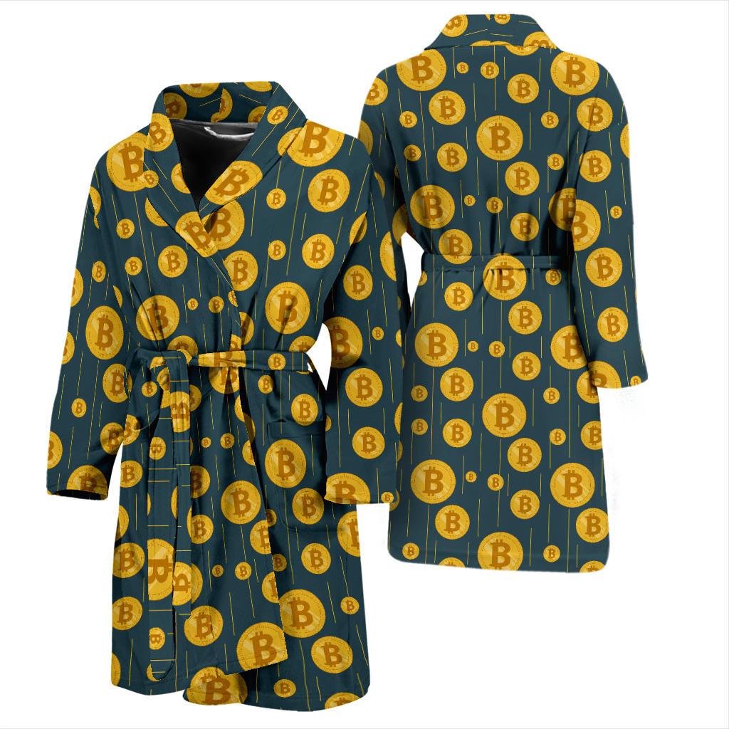 Bitcoin Pattern Print Design 01 Men Bathrobe-JORJUNE.COM