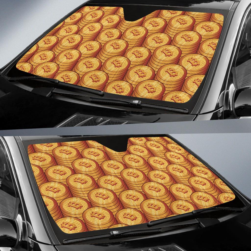 Bitcoin Pattern Print Design 02 Car Sun Shade-JORJUNE.COM