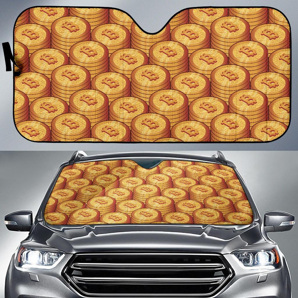 Bitcoin Pattern Print Design 02 Car Sun Shade-JORJUNE.COM
