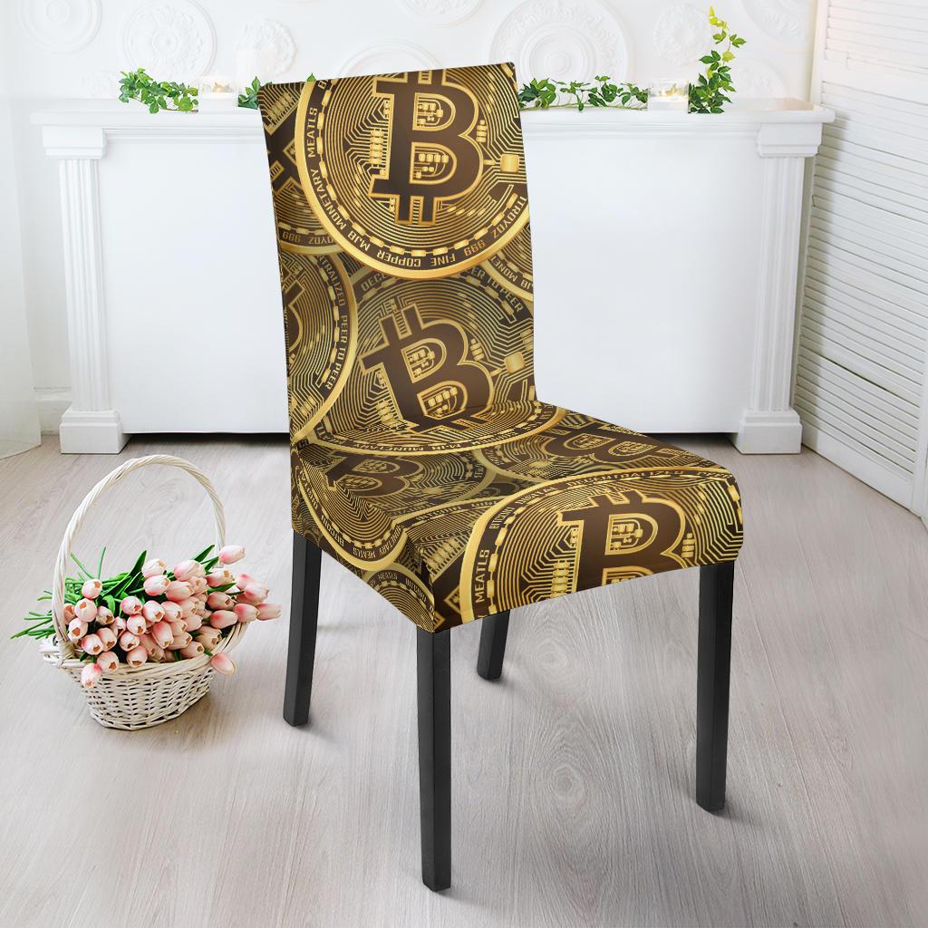 Bitcoin Pattern Print Design DO01 Dining Chair Slipcover-JORJUNE.COM