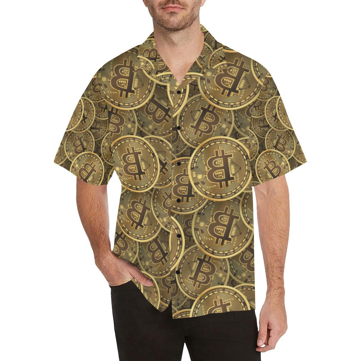 Bitcoin Pattern Print Design DO01 Men Hawaiian Shirt-JorJune