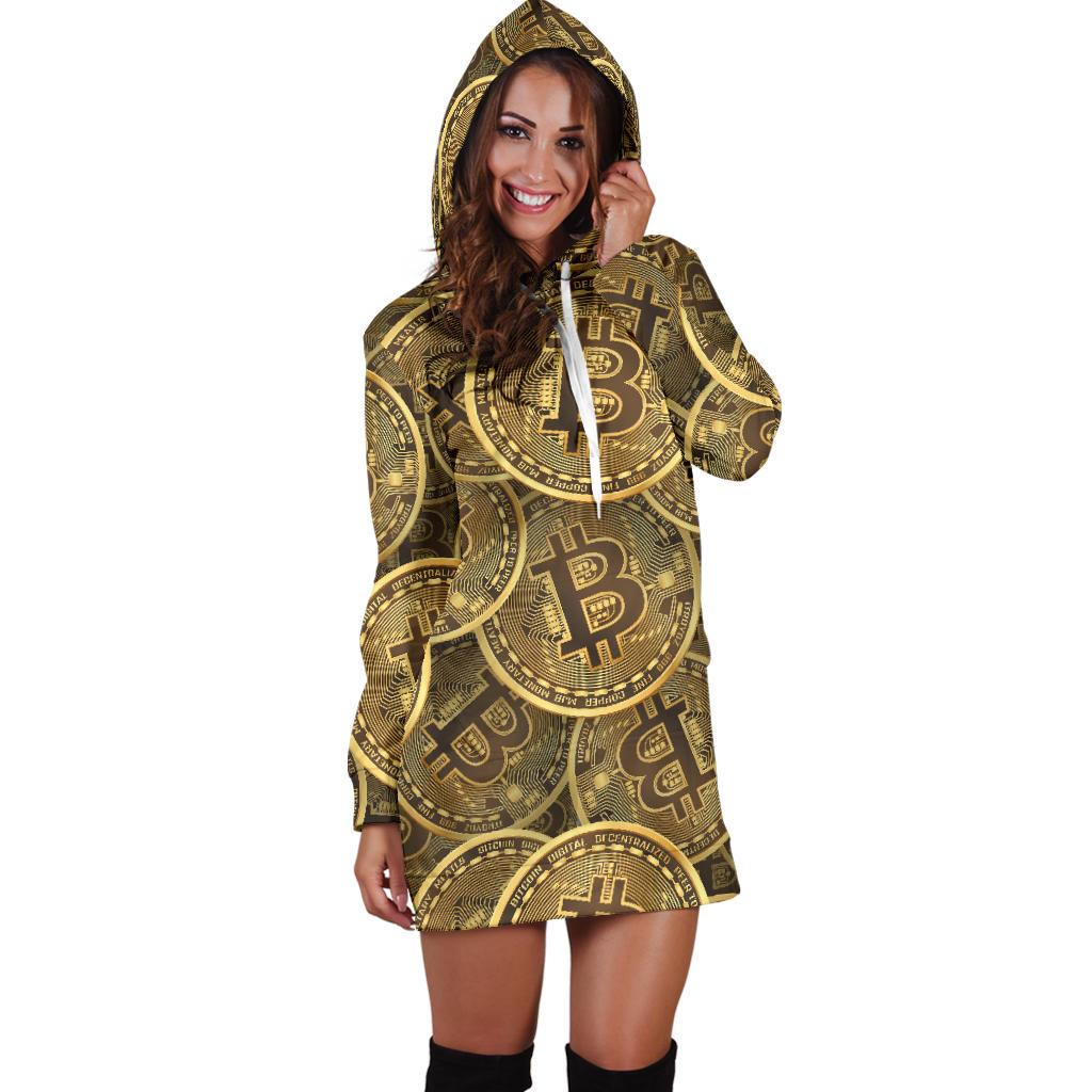 Bitcoin Pattern Print Design DO01 Women Hoodie Dress