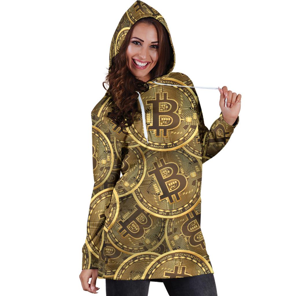 Bitcoin Pattern Print Design DO01 Women Hoodie Dress