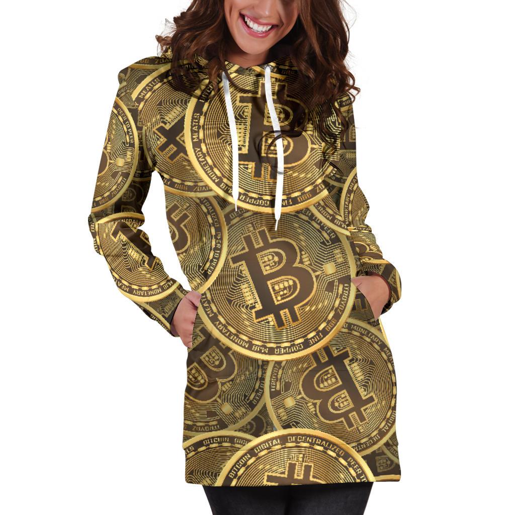 Bitcoin Pattern Print Design DO01 Women Hoodie Dress