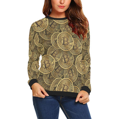 Bitcoin Pattern Print Design DO01 Women Long Sleeve Sweatshirt-JorJune
