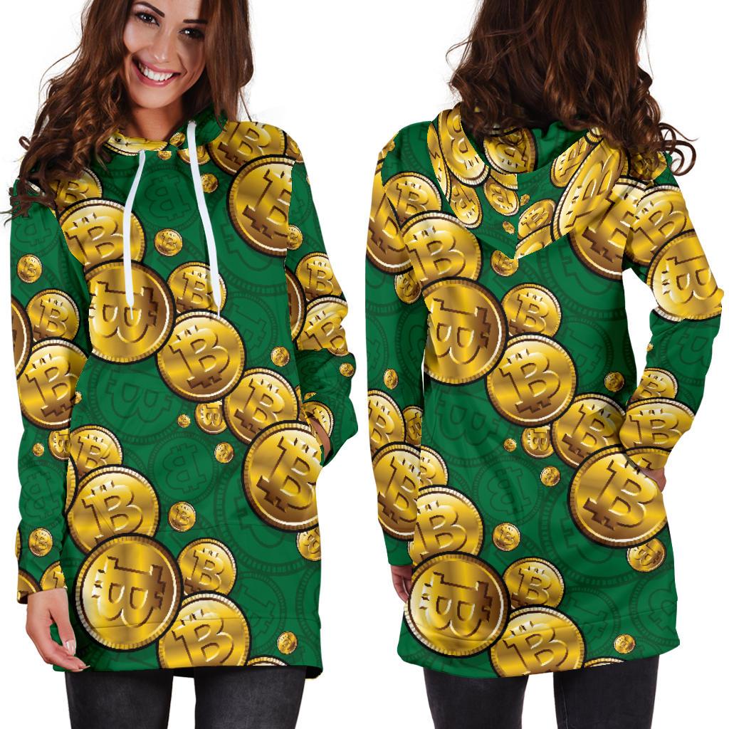 Bitcoin Pattern Print Design DO02 Women Hoodie Dress