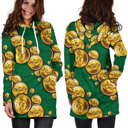 Bitcoin Pattern Print Design DO02 Women Hoodie Dress