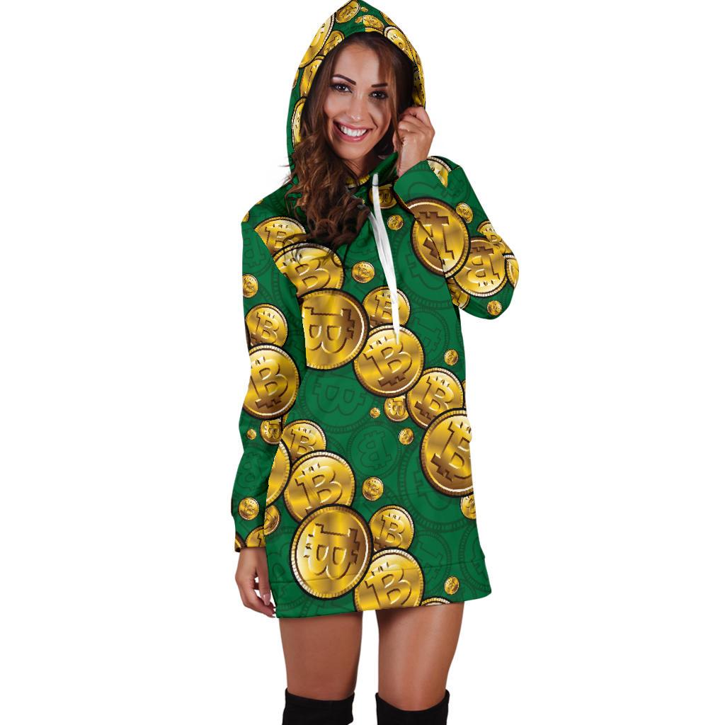 Bitcoin Pattern Print Design DO02 Women Hoodie Dress