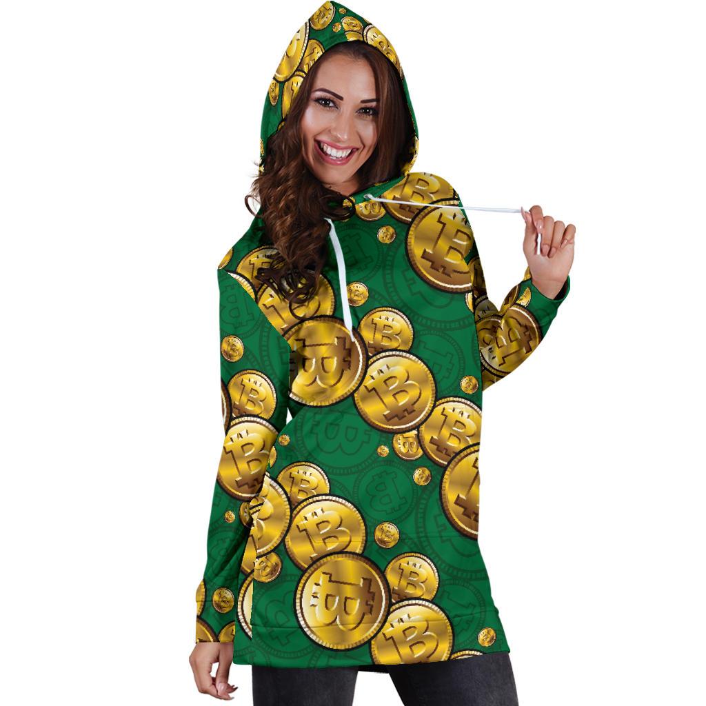 Bitcoin Pattern Print Design DO02 Women Hoodie Dress