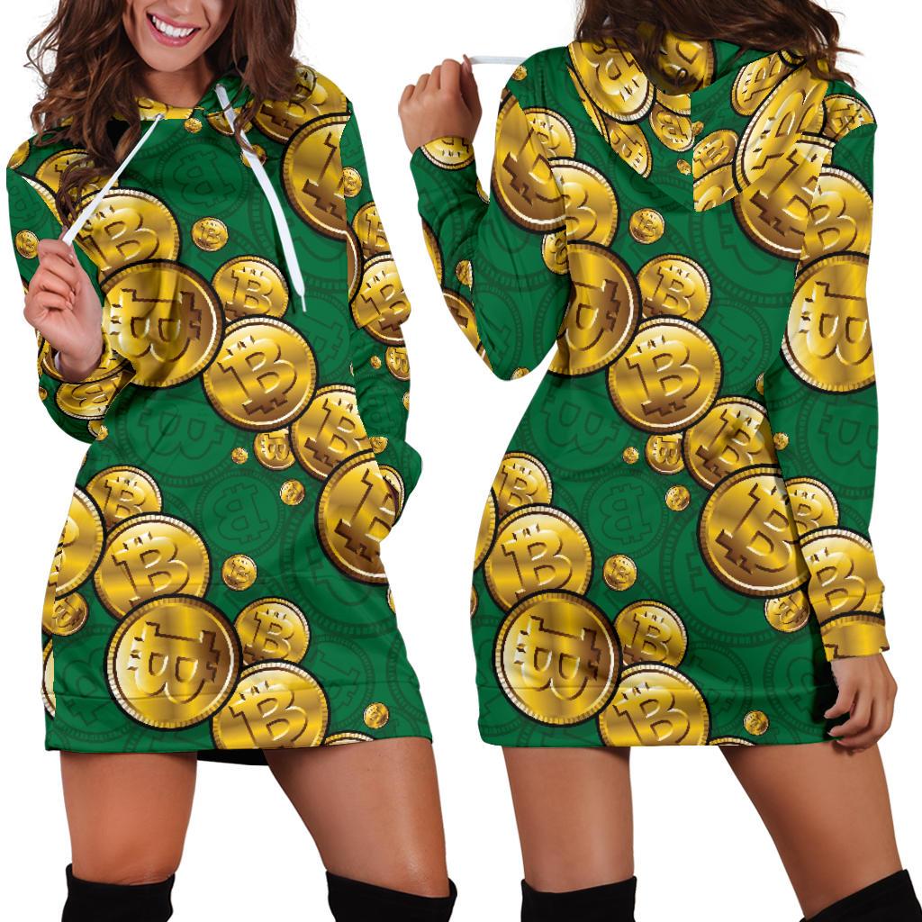 Bitcoin Pattern Print Design DO02 Women Hoodie Dress