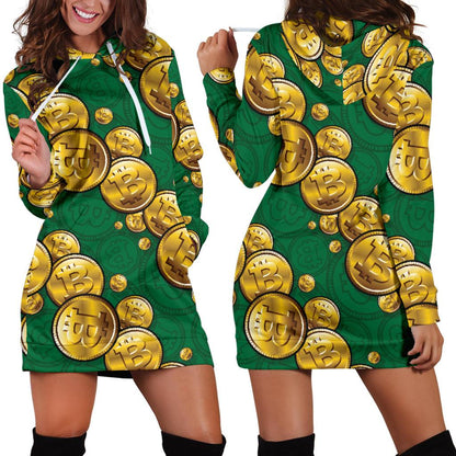 Bitcoin Pattern Print Design DO02 Women Hoodie Dress