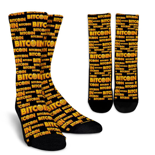 Bitcoin Pattern Print Design DO03 Crew Socks-JORJUNE.COM