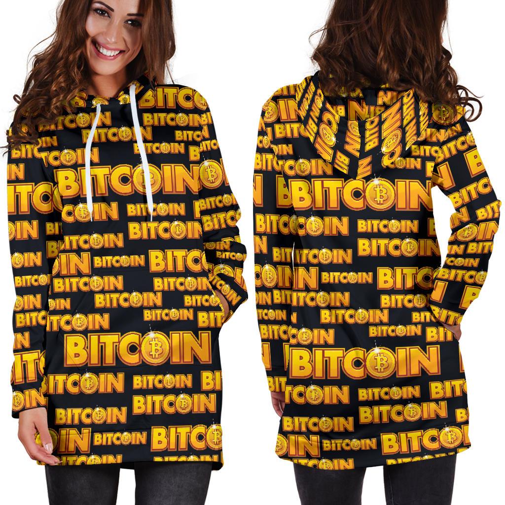 Bitcoin Pattern Print Design DO03 Women Hoodie Dress