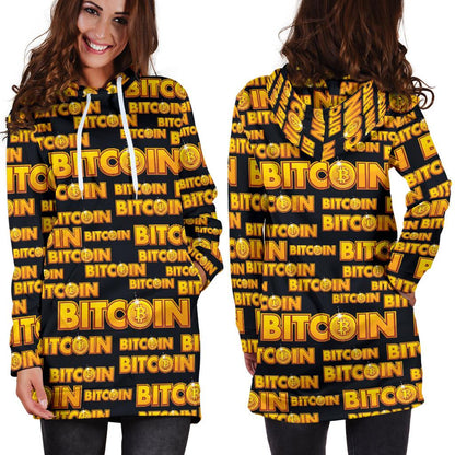 Bitcoin Pattern Print Design DO03 Women Hoodie Dress