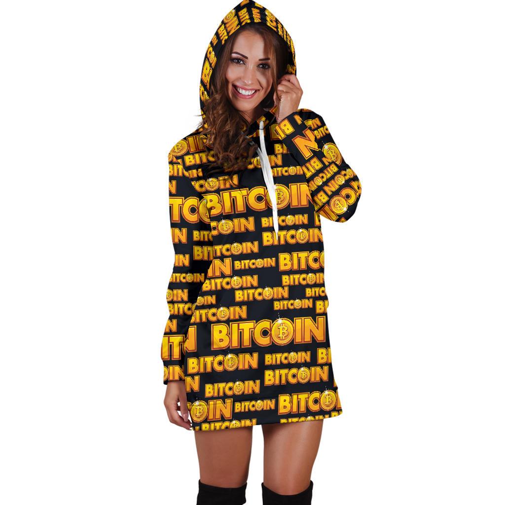 Bitcoin Pattern Print Design DO03 Women Hoodie Dress