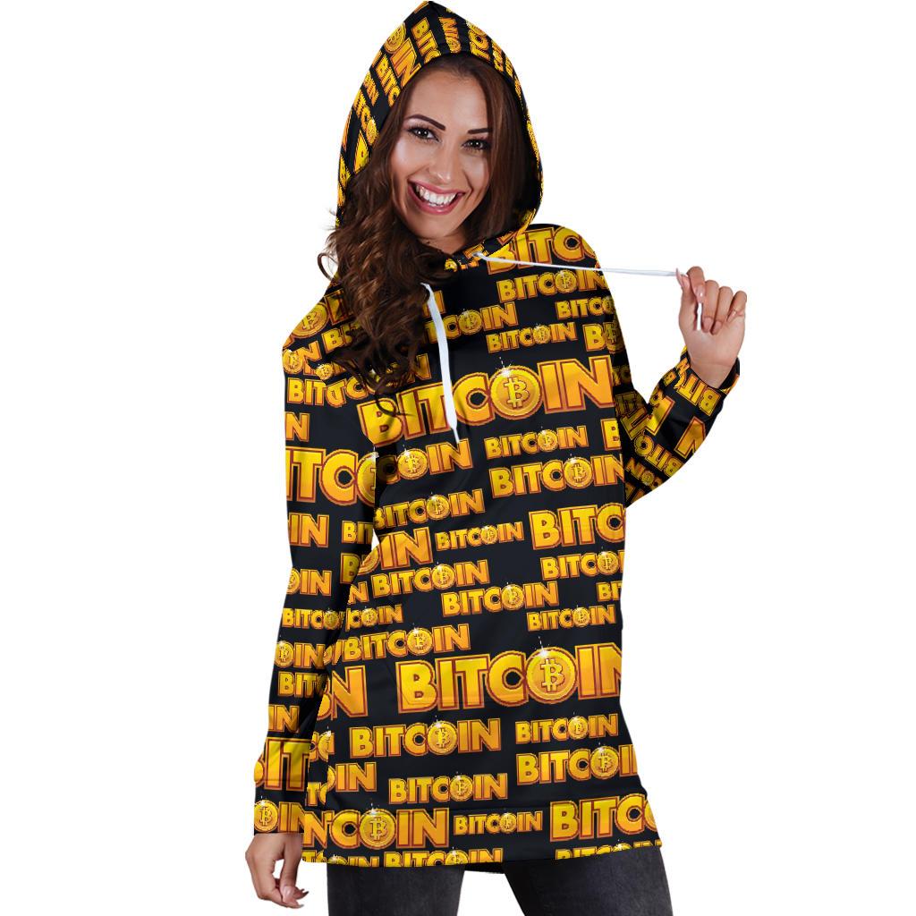Bitcoin Pattern Print Design DO03 Women Hoodie Dress