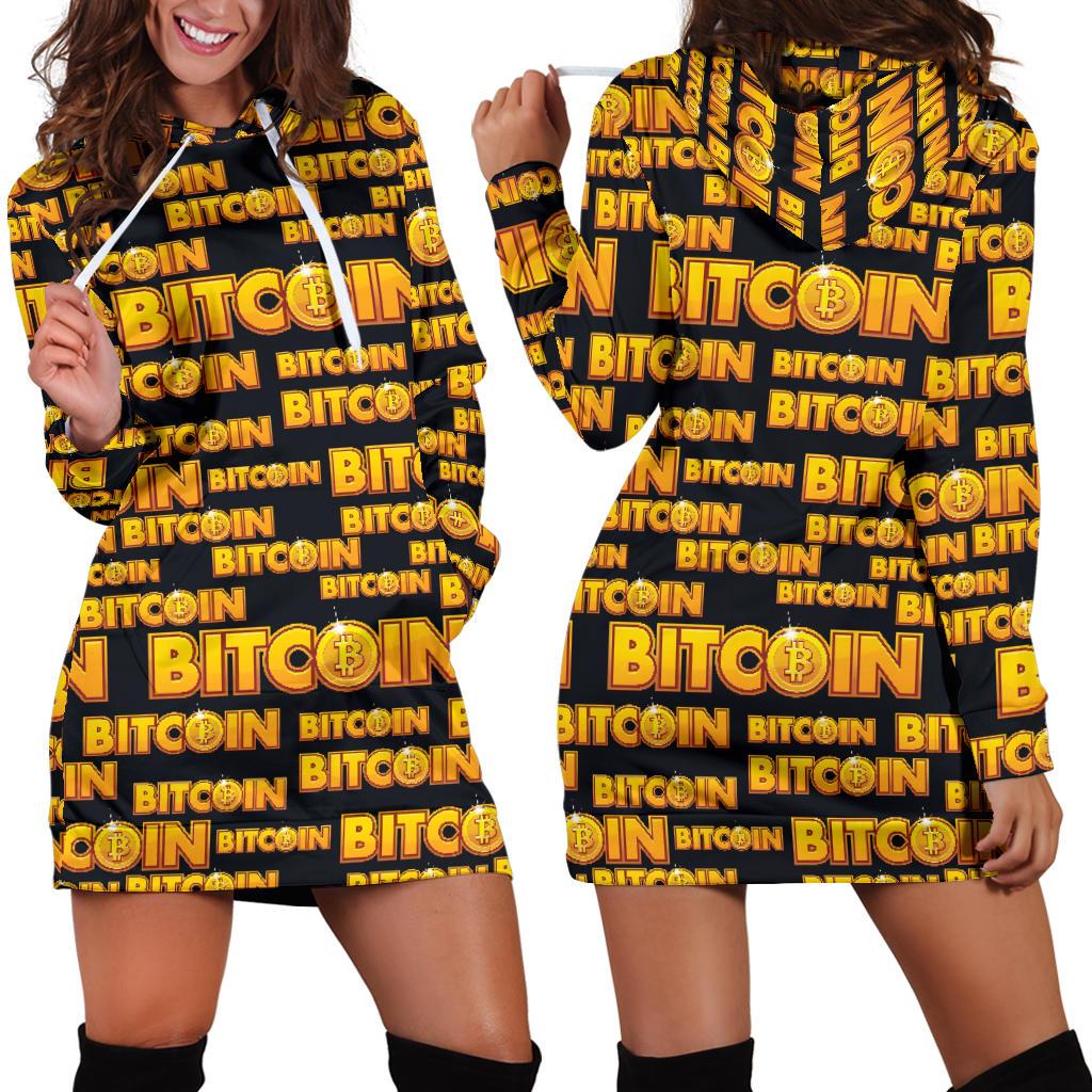 Bitcoin Pattern Print Design DO03 Women Hoodie Dress