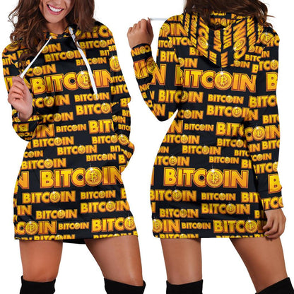 Bitcoin Pattern Print Design DO03 Women Hoodie Dress