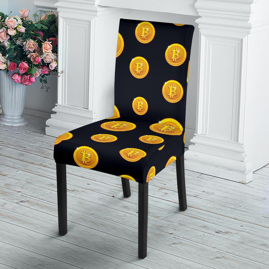 Bitcoin Pattern Print Design DO04 Dining Chair Slipcover-JORJUNE.COM