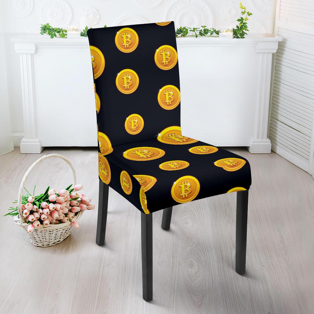 Bitcoin Pattern Print Design DO04 Dining Chair Slipcover-JORJUNE.COM