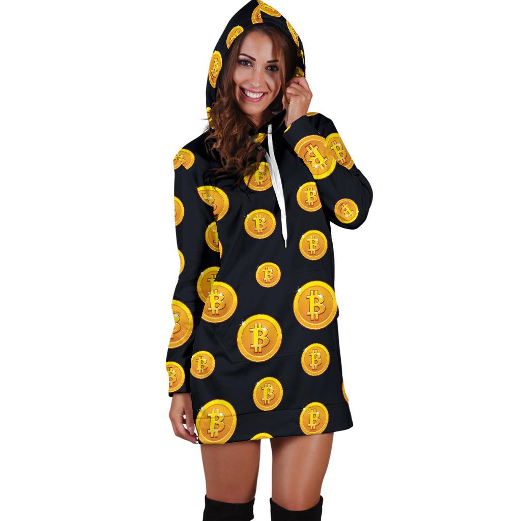 Bitcoin Pattern Print Design DO04 Women Hoodie Dress