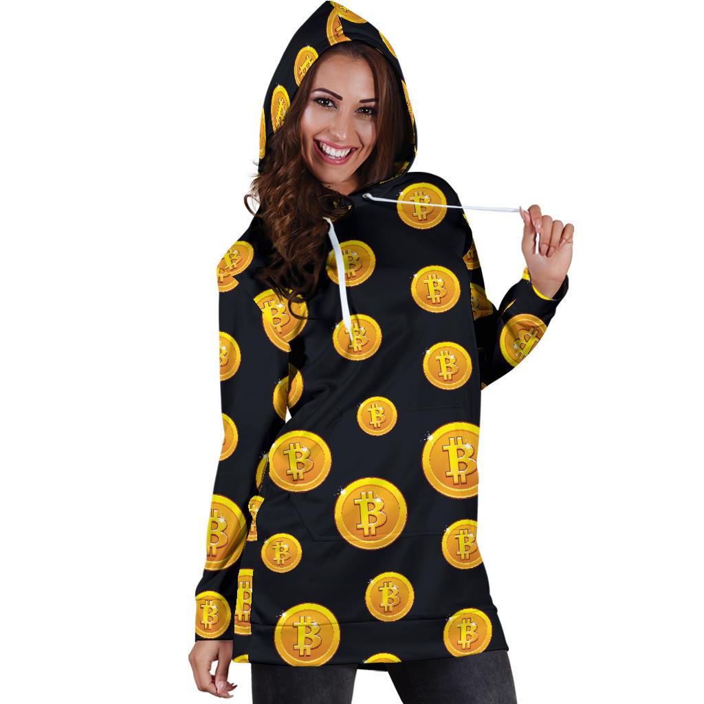 Bitcoin Pattern Print Design DO04 Women Hoodie Dress