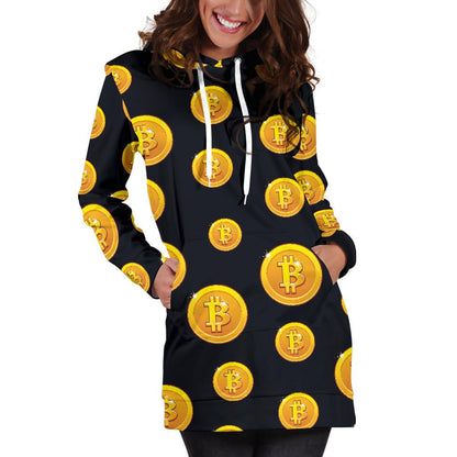 Bitcoin Pattern Print Design DO04 Women Hoodie Dress